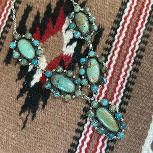Turquoise Sterling Cluster Necklace